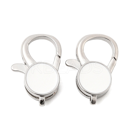 Flat Round Brass Enamel Lobster Claw Clasps KK-Z147-02P-01B-1