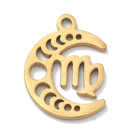 Real 18K Gold Plated 304 Stainless Steel Pendants STAS-R003-02G-04-1