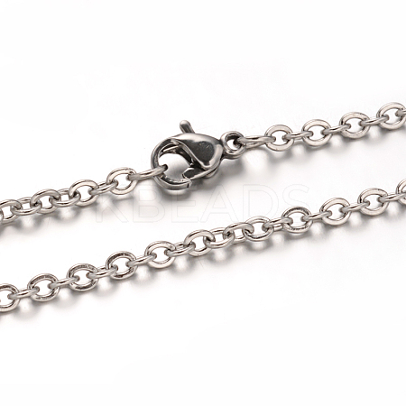 Tarnish Resistant 304 Stainless Steel Rolo Chain Necklaces LS-NJEW-M151-02P-1