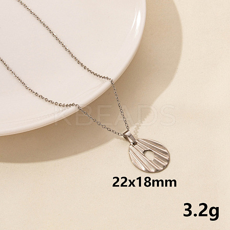 304 Stainless Steel Round Pendant Necklaces SS2971-1-1