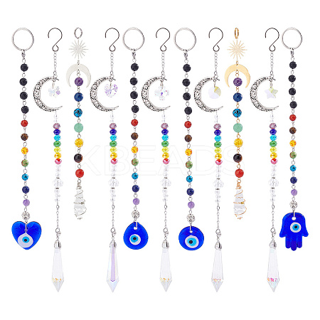 3 Sets 3 Style Alloy & Lampwork Dowsing Pendulum Pendant Decorations HJEW-GA0001-38-1