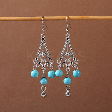 Bohemian tassel turquoise earrings JU8957-20-1