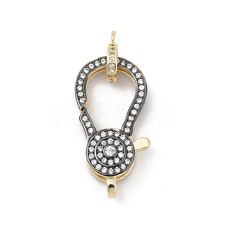 Flat Round Brass Micro Pave Clear Cubic Zirconia Lobster Claw Clasps KK-U062-26G-1