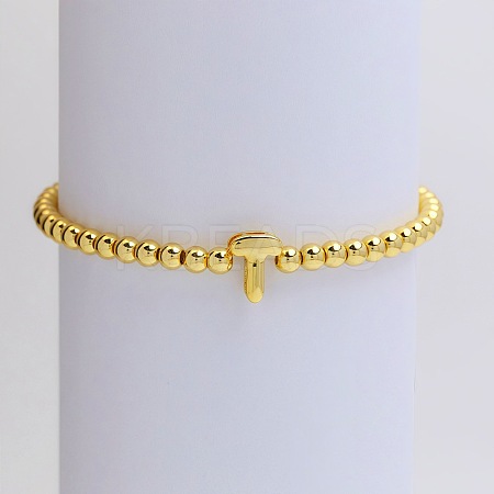 Brass Beaded Stretch Bracelets for Women FS-WG560D0-20-1