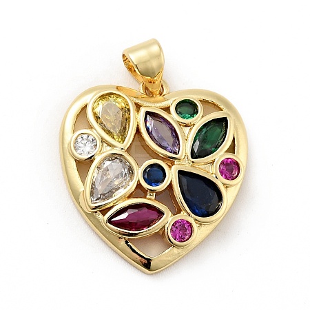 Rack Plating Brass Micro Pave Colorful Cubic Zirconia Pendants ZIRC-F129-40G-1