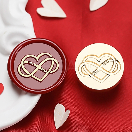 Golden Tone Round Wax Seal Brass Stamp Heads AJEW-S087-01G-08-1