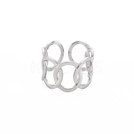 Non-Tarnish 304 Stainless Steel Interlocking Oval Open Cuff Ring RJEW-S405-147P-1
