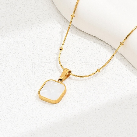 Natural Shell Square Pendant Necklace EH4295-1-1