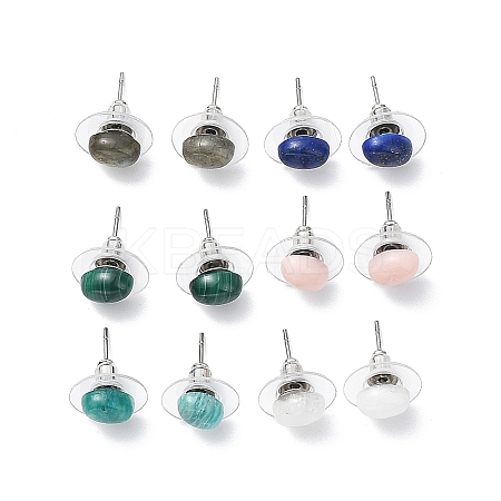 Natural Gemstone Stud Earrings for Women EJEW-E285-01P-1