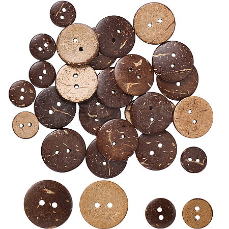 200Pcs 2 Styles Natrual Coconut Buttons BUTT-GF0003-99-1