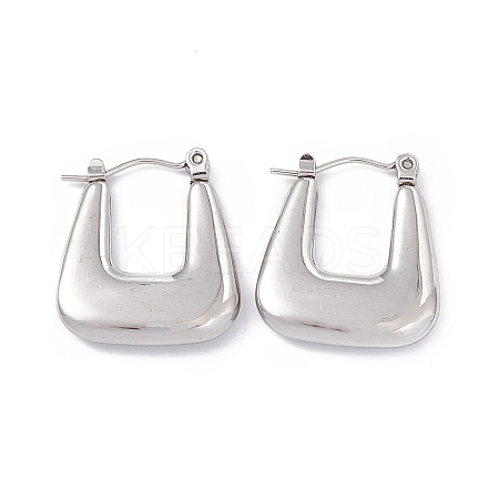 Non-Tarnish 304 Stainless Steel Trapezoid Thick Hoop Earrings for Women EJEW-B018-07P-1