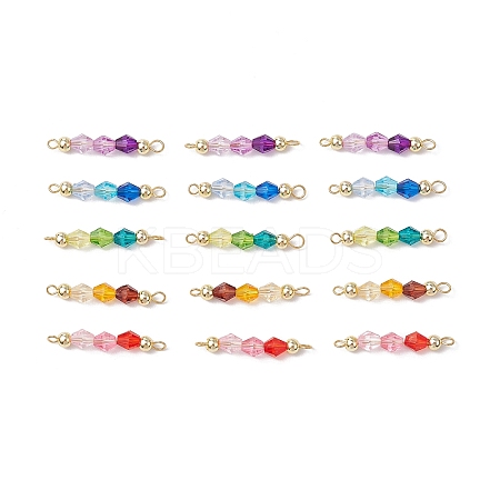 15Pcs 5 Colors Acrylic Bicone Beaded Connector Charms PALLOY-JF03476-1