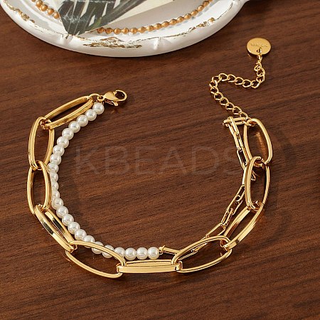 304 Stainless Steel Multi-strand Bracelets BJEW-C104-02G-1