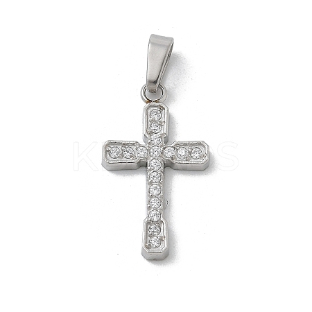 304 Stainless Steel Micro Pave Cubic Zirconia Pendants STAS-Z107-08P-18-1
