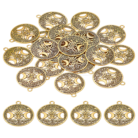 20Pcs Tibetan Style Hollow Alloy Pendants FIND-LP0001-93AG-1