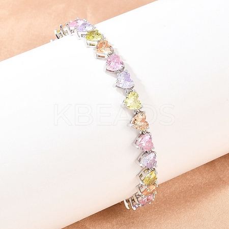 Platinum Tone Brass Micro Pave Cubic Zirconia Tennis Bracelets BJEW-B160-01P-01-1