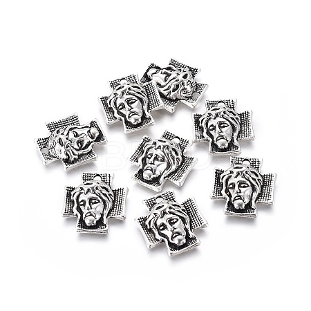 Tibetan Style Alloy Cross with Jesus Alloy Pendants for Easter Jewelry LS-LF10674Y-NF-1