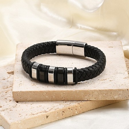 Braided Leather Cord Bracelets for Men BJEW-Z081-11P-01-1