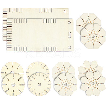 12Pcs 6 Styles Wood Braiding Disks AJEW-GA0009-99-1