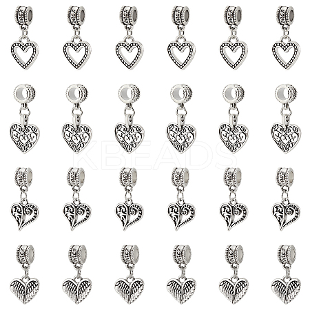 32Pcs 4 Styles  Tibetan Style Alloy European Dangle Charms FIND-UN0015-62-1