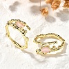 Oval Brass Cat Eye Cuff Rings for Women RJEW-U042-01G-02-3