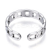 304 Stainless Steel Curb Chains Shape Open Cuff Ring RJEW-N040-40-3