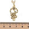 Brass Micro Pave Black Cubic Zirconia Snake Pendant Necklaces NJEW-K280-08G-3