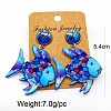 Alloy & Acrylic Dangle Stud Earrings FS-WG106F8-01-1