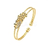 Brass Micro Pave Cubic Zirconia Cuff Bangles for Women BJEW-U025-09G-4