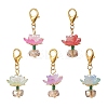 Flower Glass Pendant Decorations HJEW-MZ00404-2