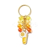4Pcs Flower/Bee/Orange Juice Alloy Enamel Pendant Keychain KEYC-JKC00412-05-3