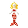 Copper Wire Wrapperd Glass Seed Beads Big Pendants PALLOY-MZ01442-01-1
