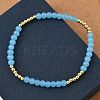 Brass & Glass Round Beaded Stretch Bracelets for Women BJEW-F515-04G-4