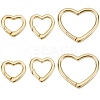 6Pcs 3 Styles Rack Plating Heart Brass Spring Gate Rings KK-SC0006-11-1