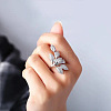 Brass Micro Pave Clear Cubic Zirconia Finger Rings FS-WG77E03-05-2