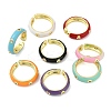 Brass Micro Pave Clear Cubic Zirconia Enamel Cuff Rings for Women RJEW-L113-020G-4
