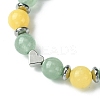 Natural Green Aventurine & Topaz Jade & Brass Heart Braided Bead Bracelet BJEW-JB09703-02-2