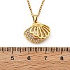 Brass Micro Pave Cubic Zirconia Shell Shape Pendant Neckalces for Women NJEW-S448-10G-5