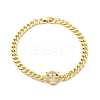 Green Cubic Zirconia Leopard Link Bracelet with Brass Curb Chains for Men Women KK-H434-11G-1