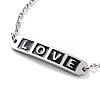 201 Stainless Steel Heart & Rectangle with Word Love Link Bracelets BJEW-B090-02A-3