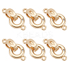 6Pcs Brass Micro Pave Clear Cubic Zirconia Fold Over Clasps KK-BC0015-10KCG-1