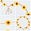 2Pcs 2 Colors Cloth Sunflower Hippie Headband Floral Crown OHAR-CP0001-15-6