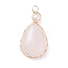 Natural Rose Quartz Copper Wire Wrapped Pendants PALLOY-JF01398-03-1