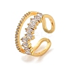 Brass with Cubic Zirconia Open Cuff Rings RJEW-B053-03-1