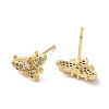 Rack Plating Brass Moth Stud Earrings with Cubic Zirconia EJEW-D061-39G-2