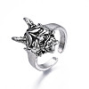 Alloy Devil Mask Shape Open Cuff Ring for Men Women RJEW-T009-48AS-4