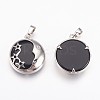 Natural Black Agate Pendants G-P378-B03-2