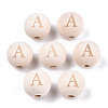 Unfinished Natural Wood European Beads WOOD-S045-143A-01-3