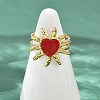 Heart Sun 304 Stainless Steel Enamel Finger Rings for Women RJEW-G355-08G-02-2