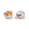 304 Stainless Steel Glass Rhinestone Charms X-STAS-E052-56C-3